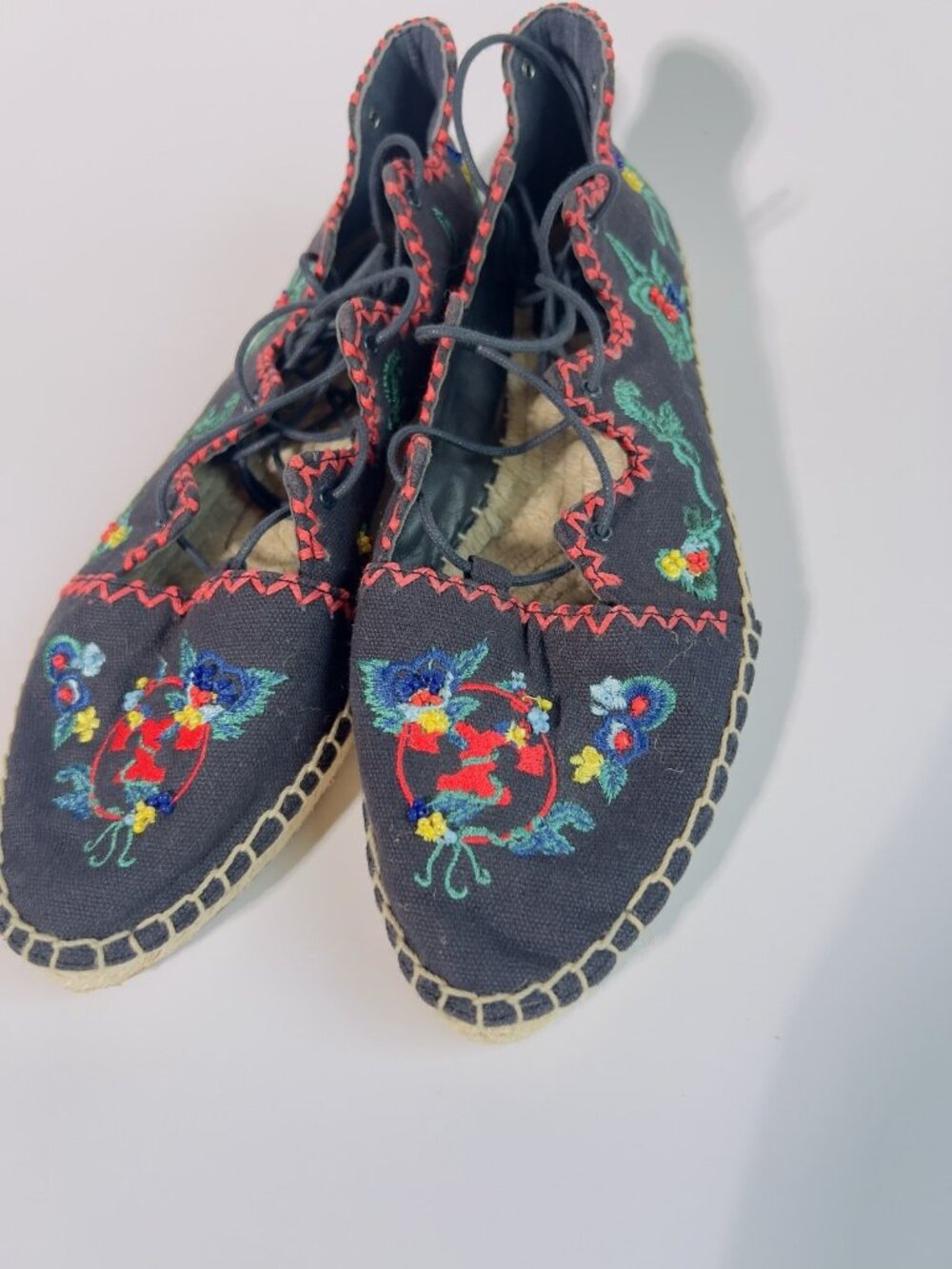 Tory Burch Fleming Embroidered Lace-Up Espadrilles Canvas Floral Size 8 - Picture 11 of 11